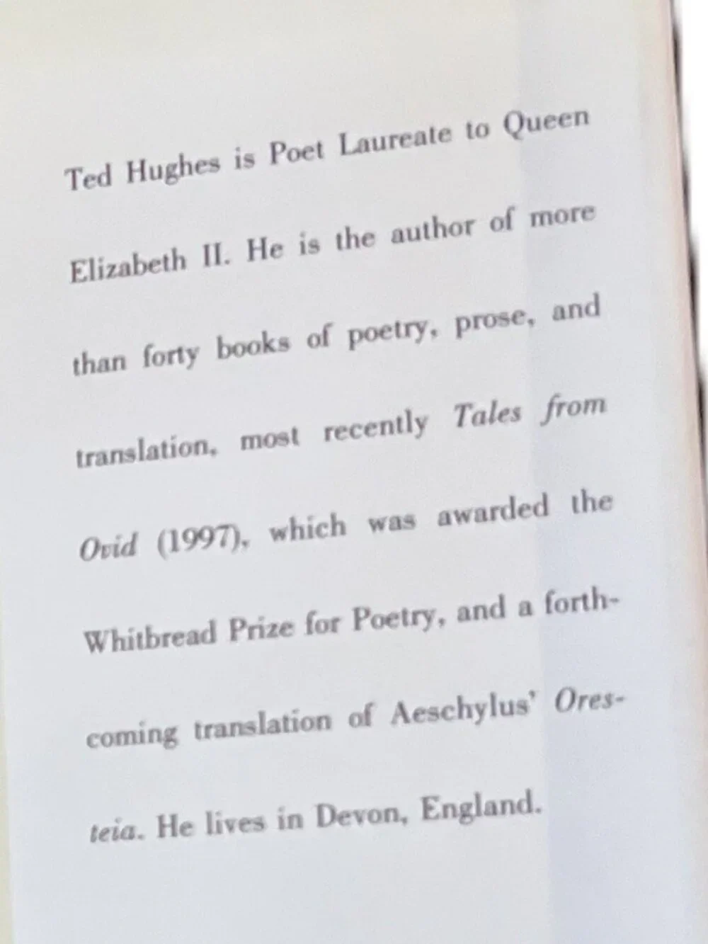 Ted Hughes Birthday Letters